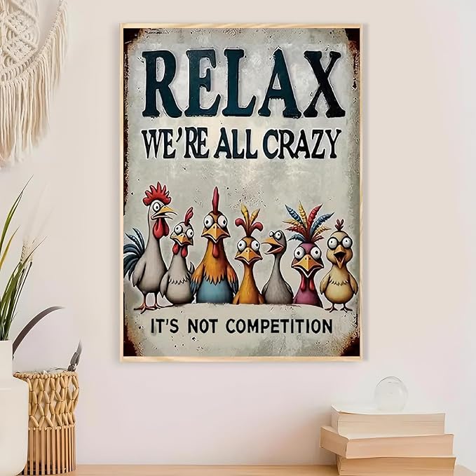 Chicken Paint by Numbers Kit for Adults Framed Canvas, Frameworkless