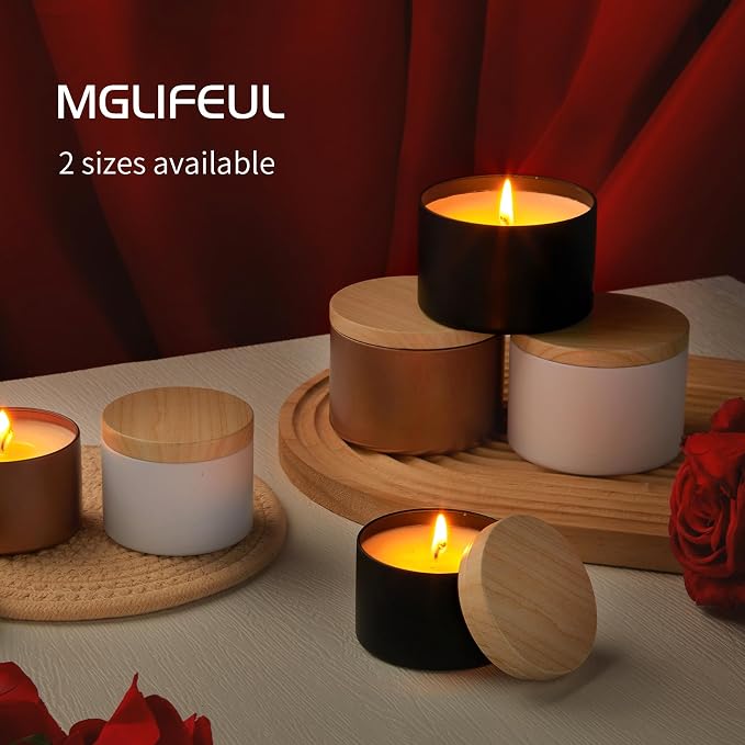 MGLIFEUL 4oz Candle Tins Jars Cans with Lids and Wax Wick for Making Candle | Black Empty Candle Containers for Small Business & Beginners Commercial candle-making DIY Candle Supplies (Black,4oz,24pcs)