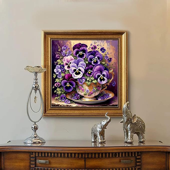 Flower Paint by Numbers Kit for Adults, Paint by Number for Adults Flowers | Floral Painting by Numbers Kit on Canvas for Gift Home Wall Decor(Flower,16x16 inch) Frameless