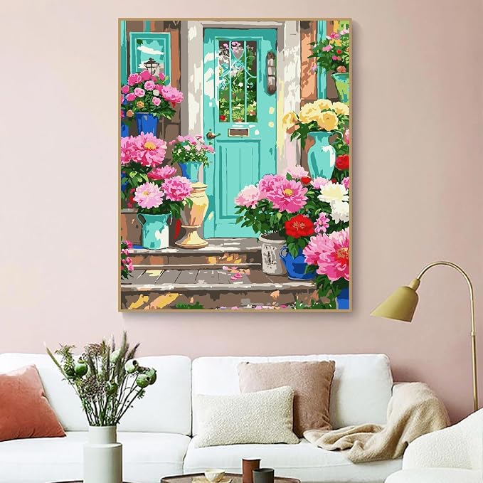 ZRIZQ Paint by Numbers Kit for Adults Beginner,Flowers Home,16x20