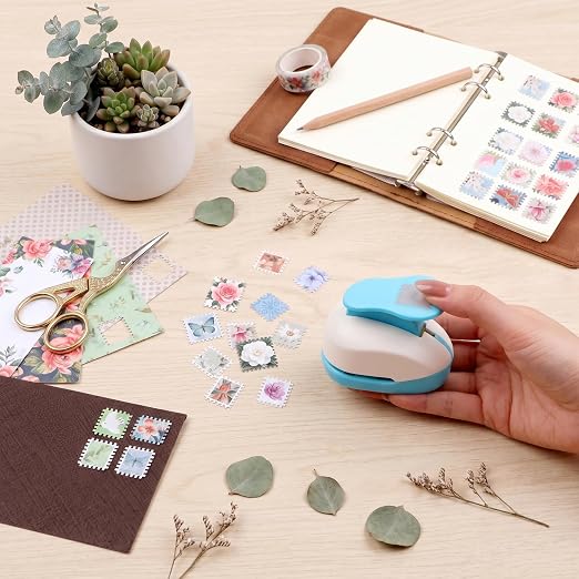 BAOFALI Stamp Puncher 0.8x0.7 inch Stamp Punch Rectangular Postage Stamp Punch |Stamp Hole Puncher| Lever Action Paper Punches for Scrapbooking Journaling Card Making