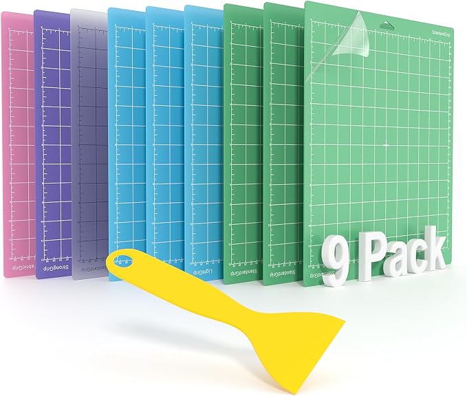 Cutting Mat for Cricut,12x12 inch 9 Pack Variety Cutting Mats (LightGrip,StandardGrip,StrongGrip,FabricGrip) Replacement Accessories for Cricut Maker 3/Maker/Explore 3/Air 2/Air/One