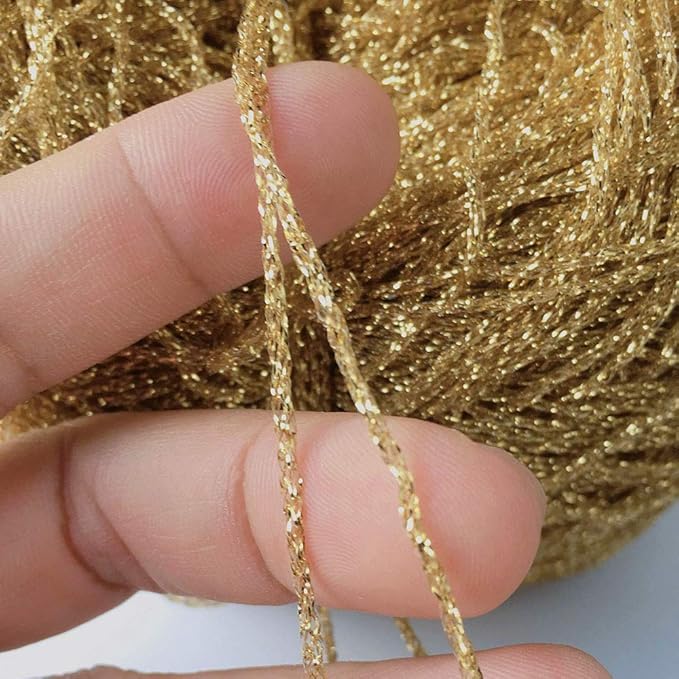 DIY Pink Lurex Thread - Shining Glitter Sparkle Yarn for Crochet, Knitting, Sweater, Scarf, Bag & Accessories