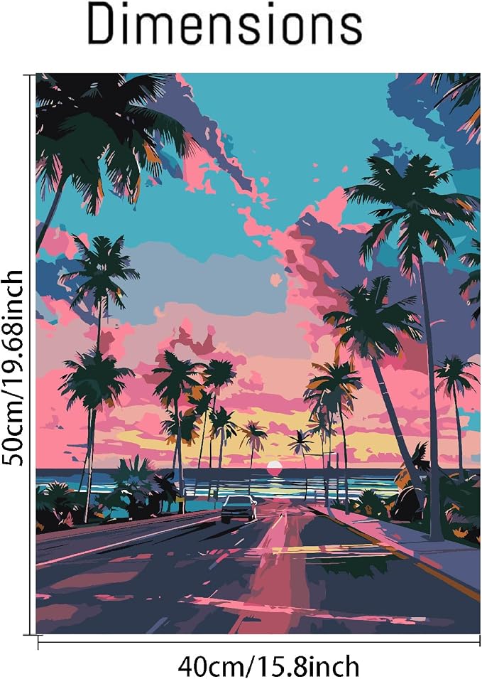 Paint by Numbers Kit for Adults,Sunset Scenery DIY Paint by Number 16x20 In | Paint by Number for Beginner,Adult Paint by Number,HD Color Canvas,DIY Tool Kits,Stress Relief Craft,Great Gift,Without Frame