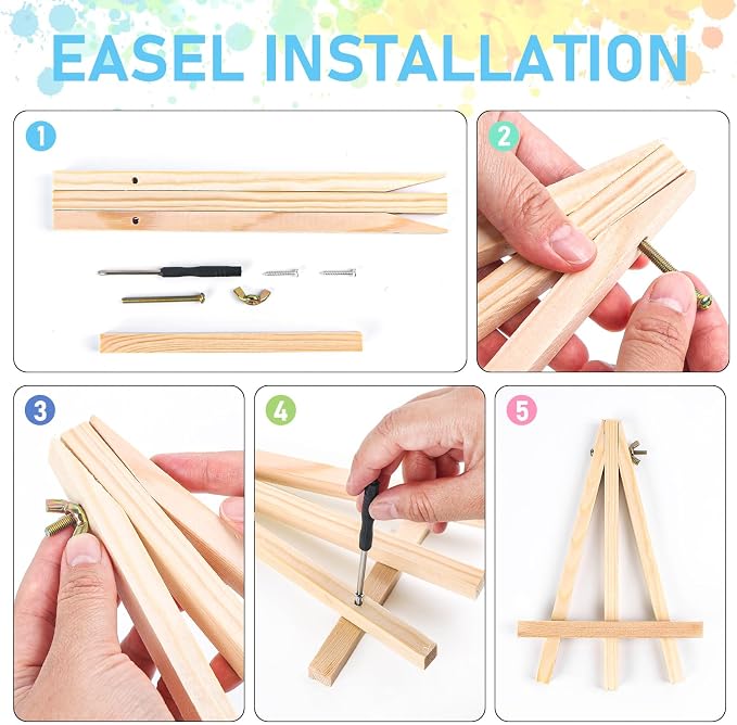 4 Pack Framed Paint by Numbers Kit for Adults with Wooden Easel, 8x12 Inch | National Park, Easy DIY Acrylic Canvas Craft Kit with Frame for Beginners, Home Decor, Stress Relief Relaxing Hobby Gift