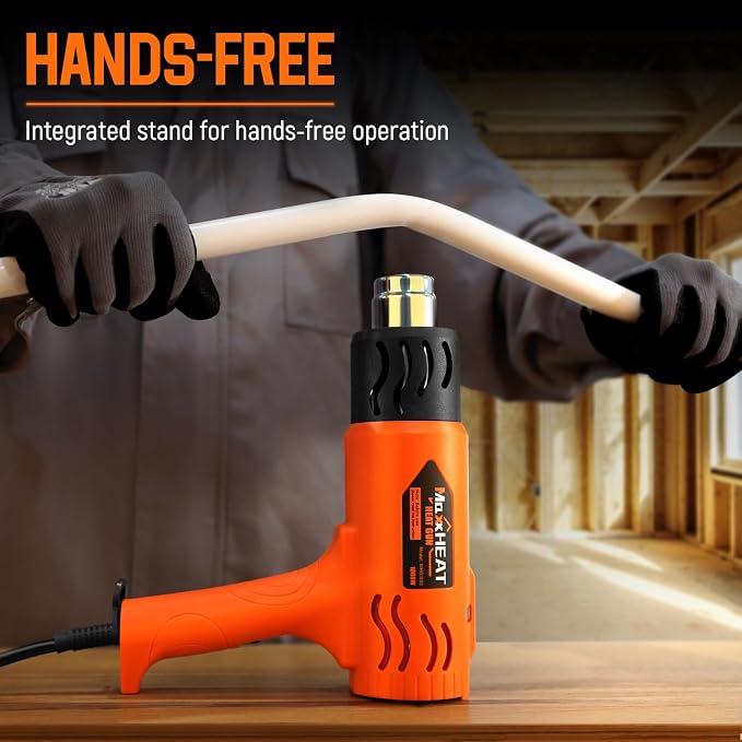 Heat Gun - 1800W Heavy Duty Hot Air Gun 2 Temperature Settings 572℉&1112℉ for Shrink Tubing, Included Reflector Nozzle for Crafting, Epoxy Resin, Vinyl Wrap