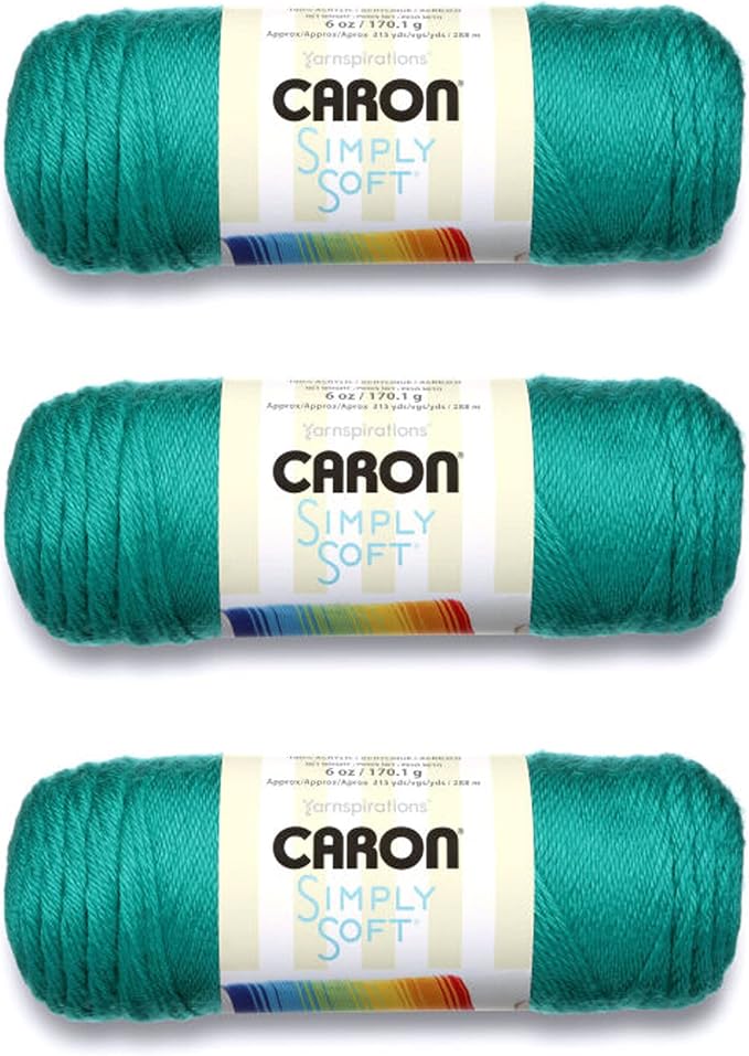 Caron Simply Soft Yarn for Crocheting & Knitting, Cool Green, 3-Pack | #4 Worsted Medium, Soft 100% Acrylic Yarn for Crochet, Knitting, Blankets and Crafts, 315 Yards, 170.1g/6oz per skein
