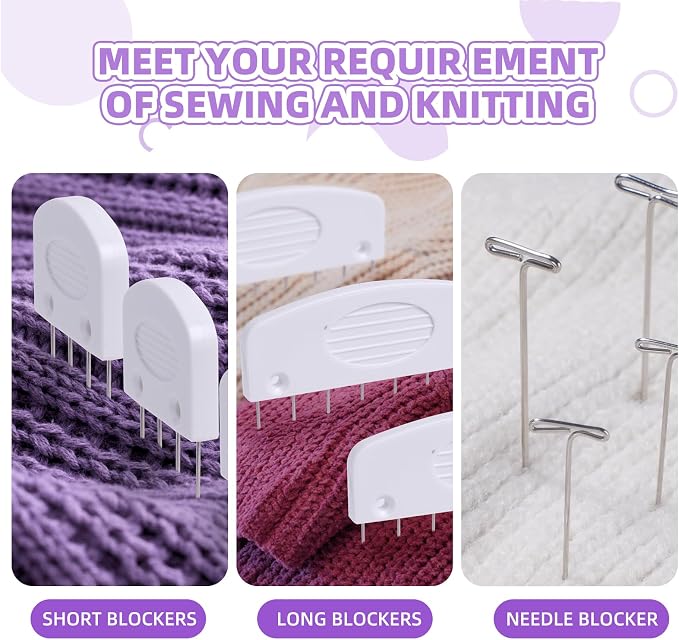 130 Pcs Knit Blockers Kits, Blocking Knit Combs Pins Set for Knitting