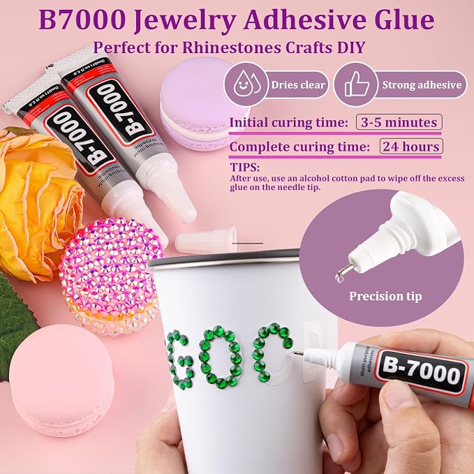 30000Pcs Resin Rhinestones for Bedazzling with Tweezers, Emerald Green Rhinestones for Crafting with 3Pcs 10ml B7000 Jewelry Glue for DIY Crafts Clothing Tumblers Shoes Fabric Nail Art