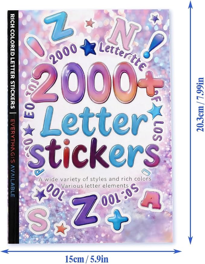 Tmtains 2000+ Pcs Letter Stickers for Scrapbooking 20 Sheets Letter Sticker Book Colorful Mixed-Size Scrapbook Stickers Cute Alphabet Sticker for Junk Journal Supplies DIY Crafts Learning Album Decor