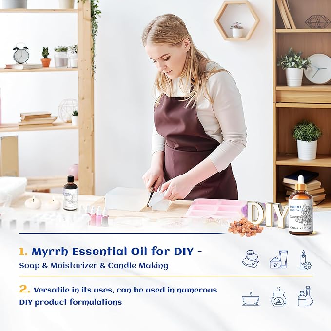 HIQILI Myrrh Essential Oil for Skin, DIY Candle & Diffuser