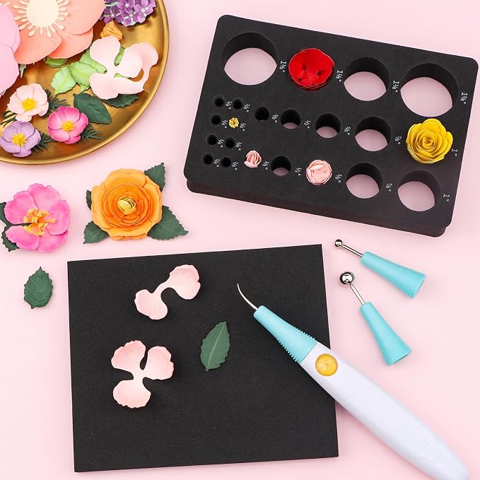 CYFUN DESIGN Flower Mold Tray Help Buds and Stamens to Dry and Maintain Their Shapes.Many Sizes Provided in the Tray to Fit All the Flowers for Spiral Flower Dies