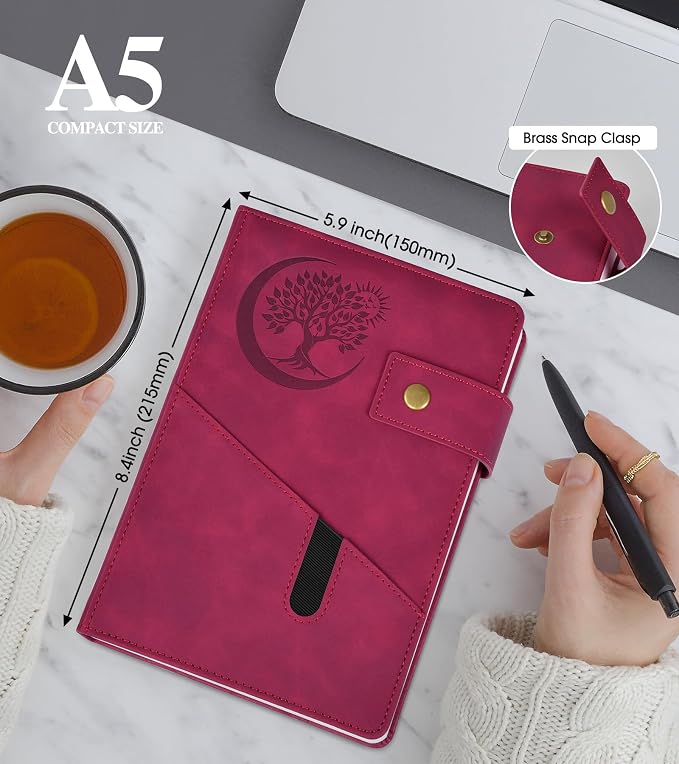 PAIBAS Blank Journal Notebook, A5 Hardcover Leather Sketchbook with 200 Pages Thick Blank Paper for Men Women, Unlined Drawing & Writing Journal, 5.9" x 8.4" Plain Notebook (wine red)