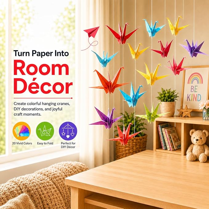 Origami Paper 8 x 8 Inch / 20x20 cm 150 Sheets Double Sided Paper | No-Fading Paper,Tear Resistant,Holds Crisp Creases ,Multi Solid Colors, Eco-Freindly Folding Paper for Art Projects,Handcraft