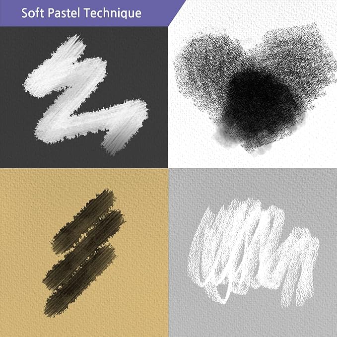 HA SHI Soft Chalk Pastels for Adult Artists, 3 Black + 3 White Sticks
