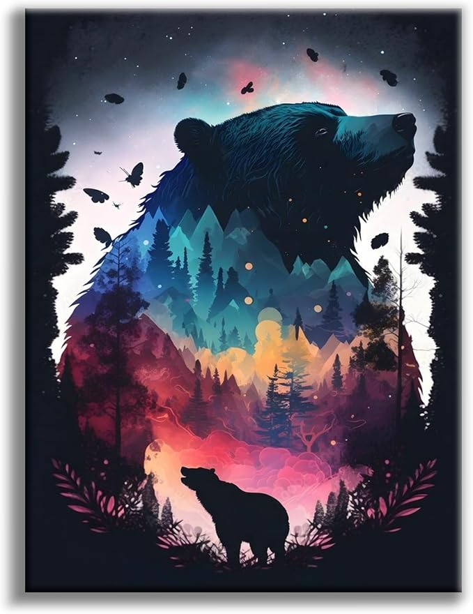 Diamond Art Kits for Adults, Bear DIY 5D Diamond Painting for Beginners | 12x16 Inch, Full Drill Round Dots, Forest Polar Bear Gem Art Craft Kits, Home Wall Decor, Stress Relief Relaxing Hobby Gift