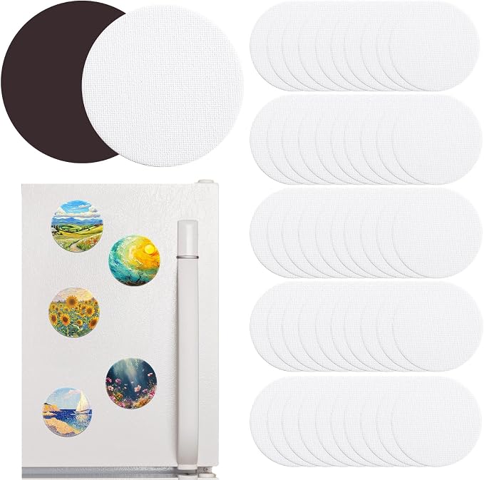 50 Pcs Magnetic Painting Canvas Panel Mini Canvas Boards for Painting Mini Tile Art for Fridge Locker Art Crafts DIY