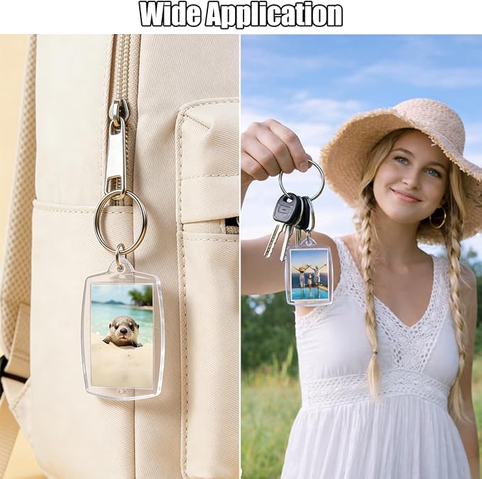 REDANHA 12pcs Acrylic Photo Frame Keychain Holder 2 x 3 In Picture Insert Blank Keyring Clear Picture Holder for DIY Craft