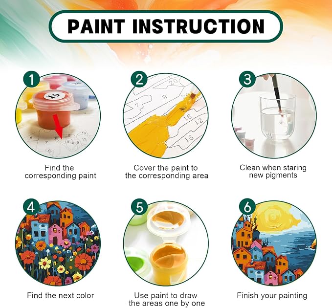Framed Paint by Numbers Kit for Adults Beginner & Kids Ages 8-12, Landscape Flowers Adult Paint by Number Kits on Canvas with Frame, DIY Number Painting for Adults for Home Decor Gift 8 x 12 Inch