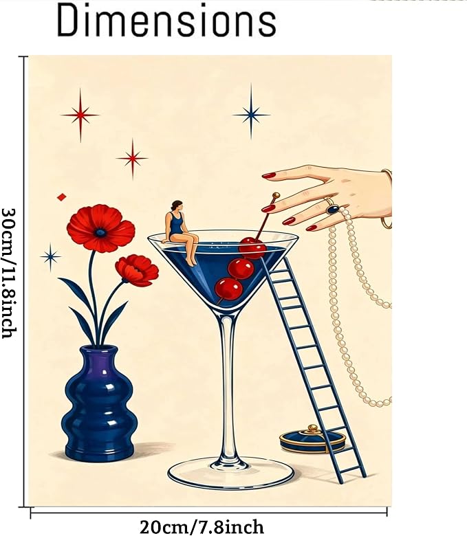 cupmod 6 Packs Cocktail Paint by Numbers Kit for Adults Beginners,8x10 Inch Adult Paint by Number Kits on Canvas, Cocktail DIY Acrylic Oil Number Painting Kits for Adults, Perfect for Gift Home Decor