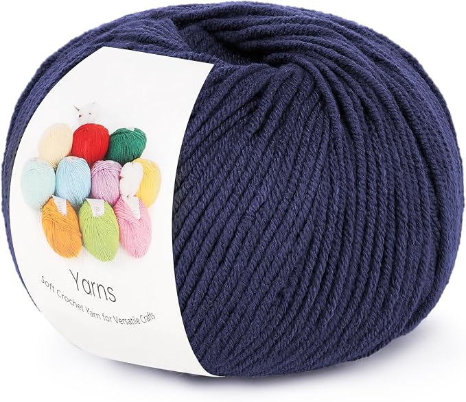 Katech Cotton Acrylic Blend Yarn for Crocheting-Crochet Yarn(Deep Blue | 55% Cotton 45% Acrylic#3 DK (Light)-Super Soft Milk Cotton Yarn-Great Crochet and Knitting Starter Kit for Colorful Craft