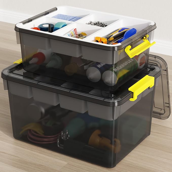 20&40Qt Stackable Storage Bins with Lids Trays Craft Box Organizers,2Pack
