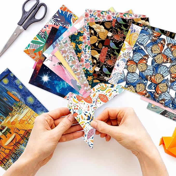 12 Different Packs Full Collection Origami Paper, 6-Inch Double Sided Color | 70GSM Colorful Paper,Various Pattern Origami Set,DIY Hand Crafts Kit,Arts Creativity,Easy to Fold,No-Fading.