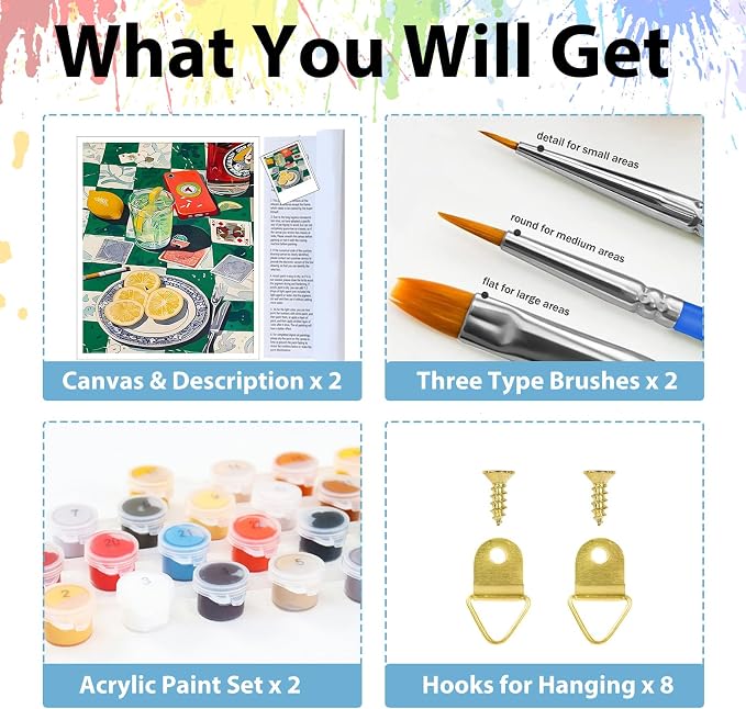 hkejoi Poker Paint by Numbers Kit for Adults, 12x16 in