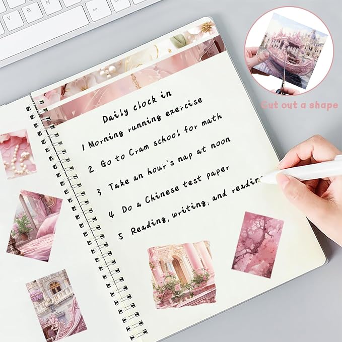 6x6" Cardstock Single Sided Scrapbooking,Craft Decorative Scrap Book Paper | 160gsm,24-Sheet 12Patterns Colored Paper,Junk Journal Supplies,Vivid Origami Papers DIY Craft Gift Wrapping Album.BaroquePink