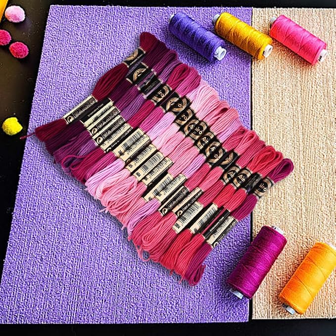 18 Skeins 6 Strands Pink Embroidery Thread Floss for Hand Sewing