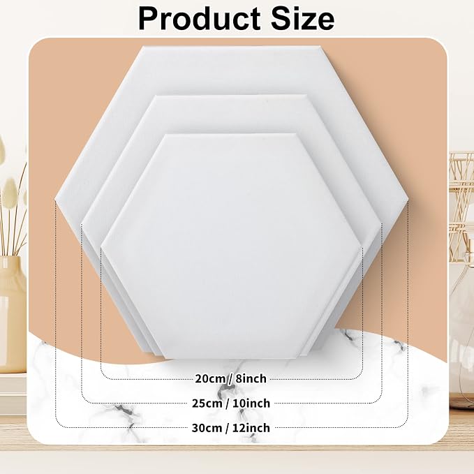 Thenshop 24 Pieces Stretched Canvas for Painting Bulk Blank Canvas Board, Square Round Hexagon Heart Shaped Frame for Kids Art Supplies for Acrylic Pouring Oil Painting(Hexagon)