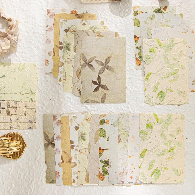 84 Sheets Textured Scrapbook Paper & 3D Embossed Collage Paper | 2.4 x 3.2 & 3.4 x 4.9 in | Deckled Edge | 3D Embossed | Junk Journaling | Mixed Media | Card Making