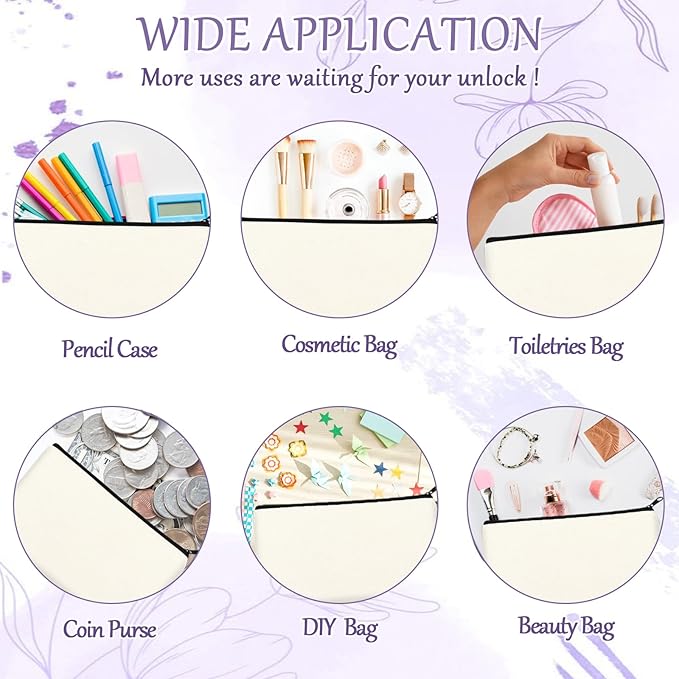 Legigo Blank Canvas Bags Zipper Pouch Makeup Bags Pencil Pouch Bulk | Multi-Purpose, Sturdy Canvas Pouch with Zipper, Cosmetic Travel Toiletry Bag for DIY Crafts, Gifts & Storage, 8.3 x 5 Inch