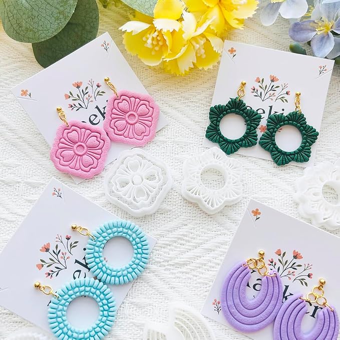 Geometric Pattern Polymer Clay Cutters Set – Molds and Clay Cutters for Polymer Clay, Clay Earring Tools