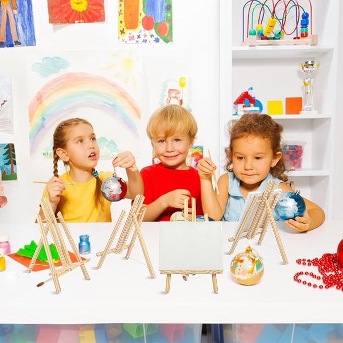 Yiksonyo 6 Pack 15.6 Inch Wooden Easel, Tabletop Wood Easels Stand, Wooden Easel for Painting, Art, and Crafts