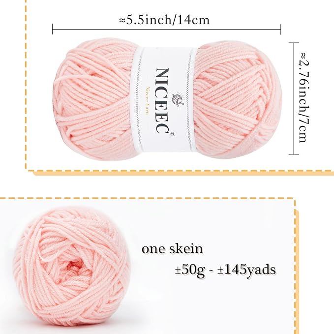 NICEEC 300g Soft Assorted Colors Yarn 100% Acrylic 870yds -Series 9