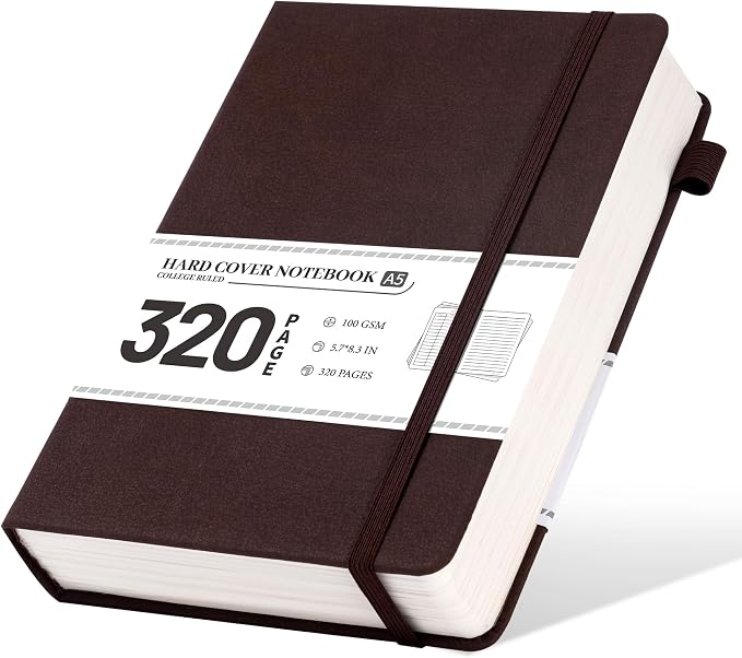 CAGIE Journal Notebook for Men Women Leather Journaling Diary Daily, Brown