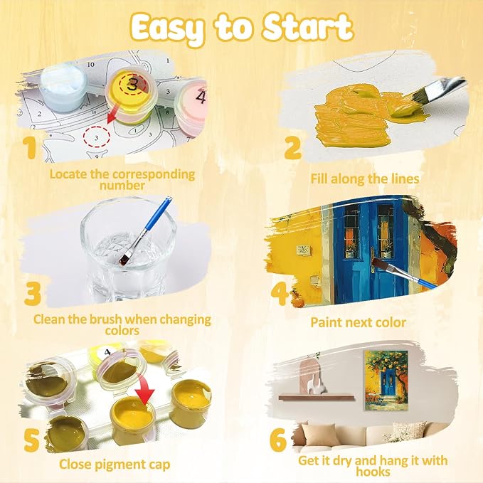 MAXBYE Framed Paint by Numbers Kits for Adults, Lemon Tree Paint by Numbers Kit for Adults with Wooden Easel, Easy DIY Oil Painitings Kits with Tools for Beginners Gift Home Wall Decor 10×14 Inch