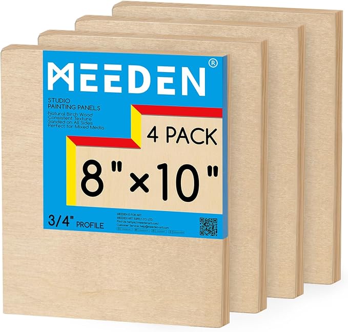 MEEDEN Unfinished Wood Canvas Board:8x10 Canvas Panel Pack of 4