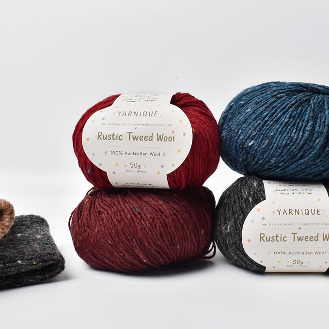 Rustic Tweed Wool Yarn, 1oo% Australian Wool, DK, 4 Skeins 200g/656yds (3137 Charcoal Rainbow Fleck), Natural Wool Feel | Colorful Flecks | Classic Yet Modern Style
