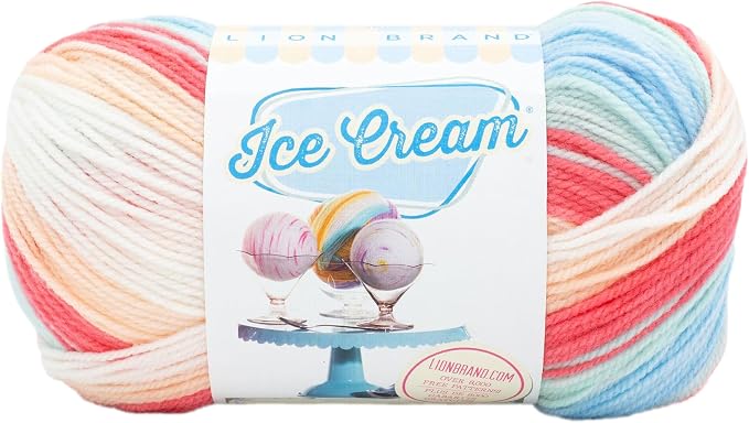 Lion Brand Yarn, Ice Cream Crochet Yarn, Twinberry Cheesecake, 1 Pack