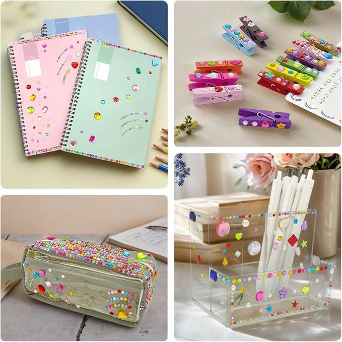 MYDBUYSOME 2774pcs Gem Stickers Jewels for Crafts, Adhesive Gems Rhinestone | Stick on Gems Acrylic Bedazzling Glitter Bling Heart Stickers Craft Supplies