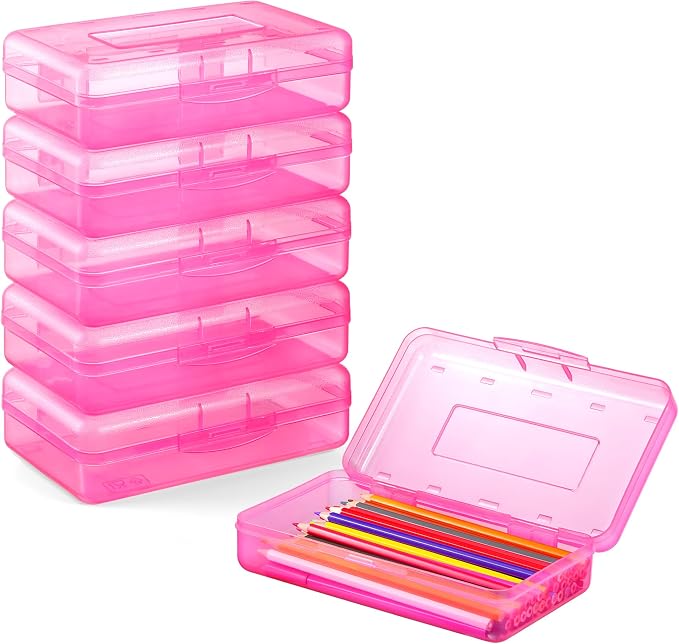Sooez 6 Pack Pencil Box, School Box, Hard Pencil Boxes for School Supplies