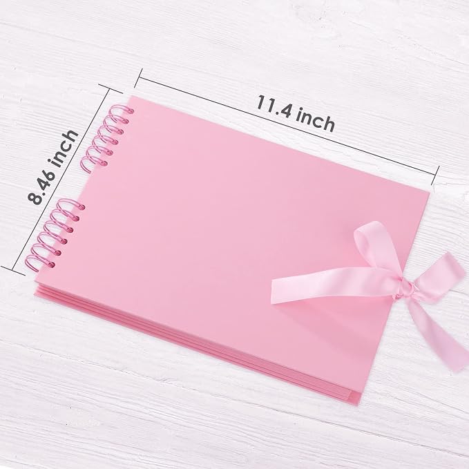 Gotideal 80 Pages Scrapbook Album with 10 Metallic Markers, Pink | Craft Paper Photo Album for Wedding and Anniversary, Family DIY Scrapbook Accessories with Scrapbooking Stickers Corners