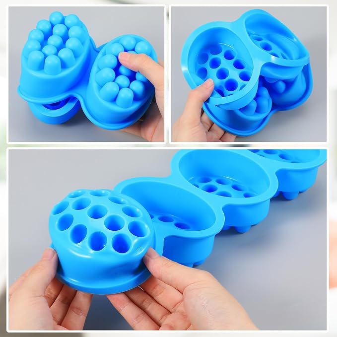 6 Pack Silicone Massage Bar Soap Molds, Oval Massage Soap Mould Cookie Chocolate Cake Mold Tray, Food Grade BPA Free, Handmade Soap Molds for Soaps Making for DIY Homemade Crafts