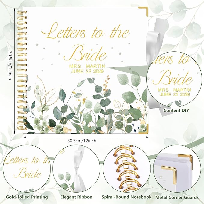 Humyoun Letters to Bride Scrapbook,12 X 12 Inch,Eucalyptus,Green