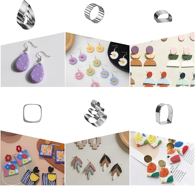 Fesorsi 800 Pcs Clay Earring Making Kit, 67 Polymer Clay Molds Stainless Steel, Polymer Clay Tools with 8 Circle Cutters, 1 Clay Letter Stamps and 710 Pcs Earring Accessories for DIY Jewelry