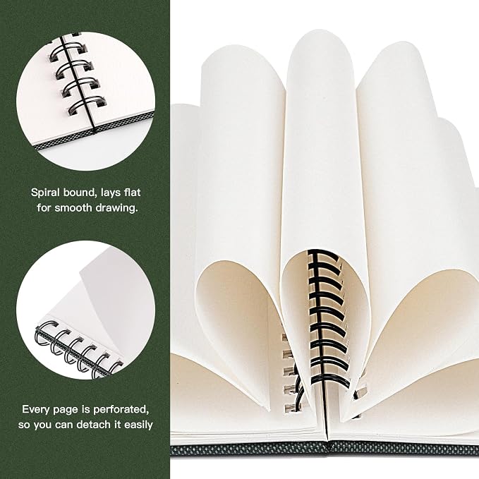 Fuumuui Watercolor Sketchbook, 100% Cotton Paper for Painting, Drawing, Art Journaling, Professional Artist Quality, Spiral Bound 5.5 * 8.5 inch 20 Sheets, 140lb/300g