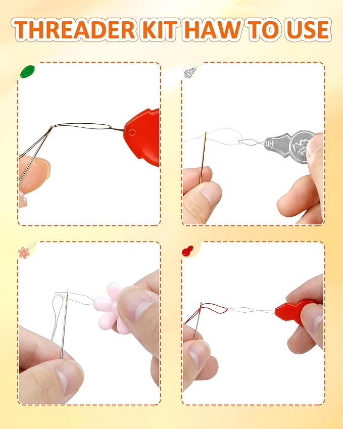 FIVEIZERO Needle Threaders Kit – 24 PCS Needle Threader for Hand Sewing,4 Type Simple Needle Threaders for Needles,Needle Threader for Sewing Machine & Embroidery Floss with Clear Storage Box