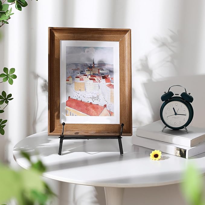 Leinuosen 2 Pcs Metal Easel Stand 16.5" H x 8.7" W x 4.3" D Table Top Easel Stand for Display Tripod Art Picture Mirror Modern Plate Holder for Display Book Photo Wedding Sign (Black)